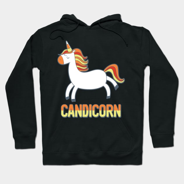 Cute Candicorn Halloween Candy Corn Unicorn design Hoodie by Nulian Sanchez